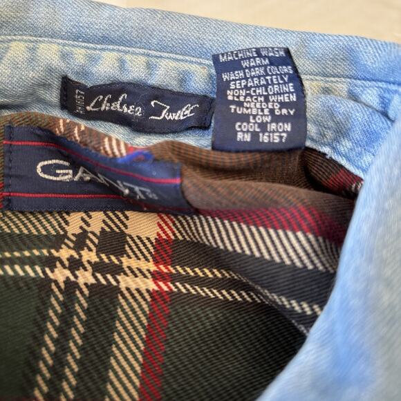 Vintage Gant Flannel Plaid Button Down Up Shirt Large Mens Chelsea Twill Brown - Picture 4 of 7